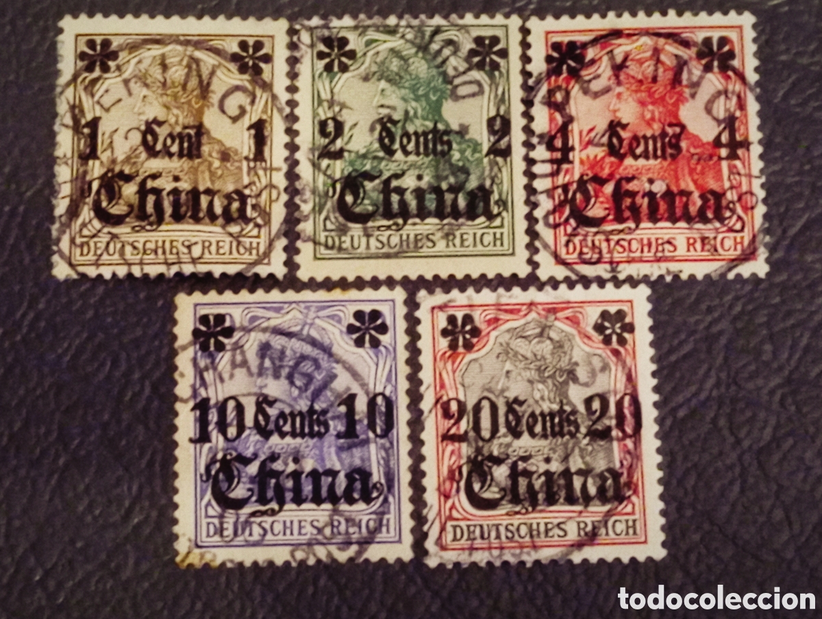 Sellos: Lote 5 Sellos Correo Alem&aacute;n en China 1905, Serie Cents - Cat&aacute;logo Michel 38/42 Usados