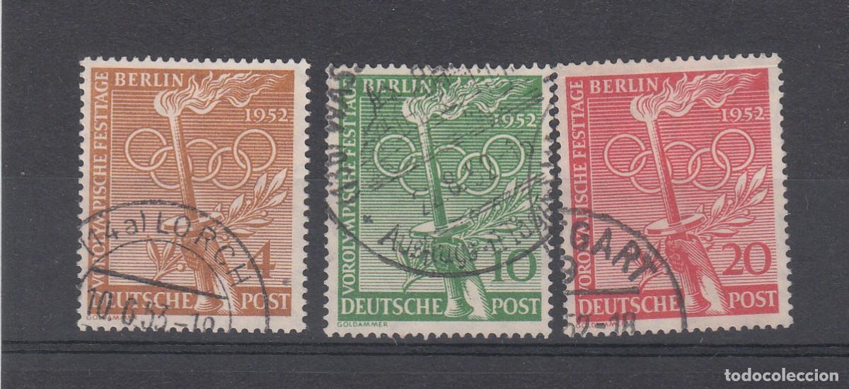 Sellos: 1952 ALEMANIA - BERL&Iacute;N - LOTE DE 3 SELLOS USADOS NUMS. 74 A 76 OLIMPIADAS DE HELSINKI