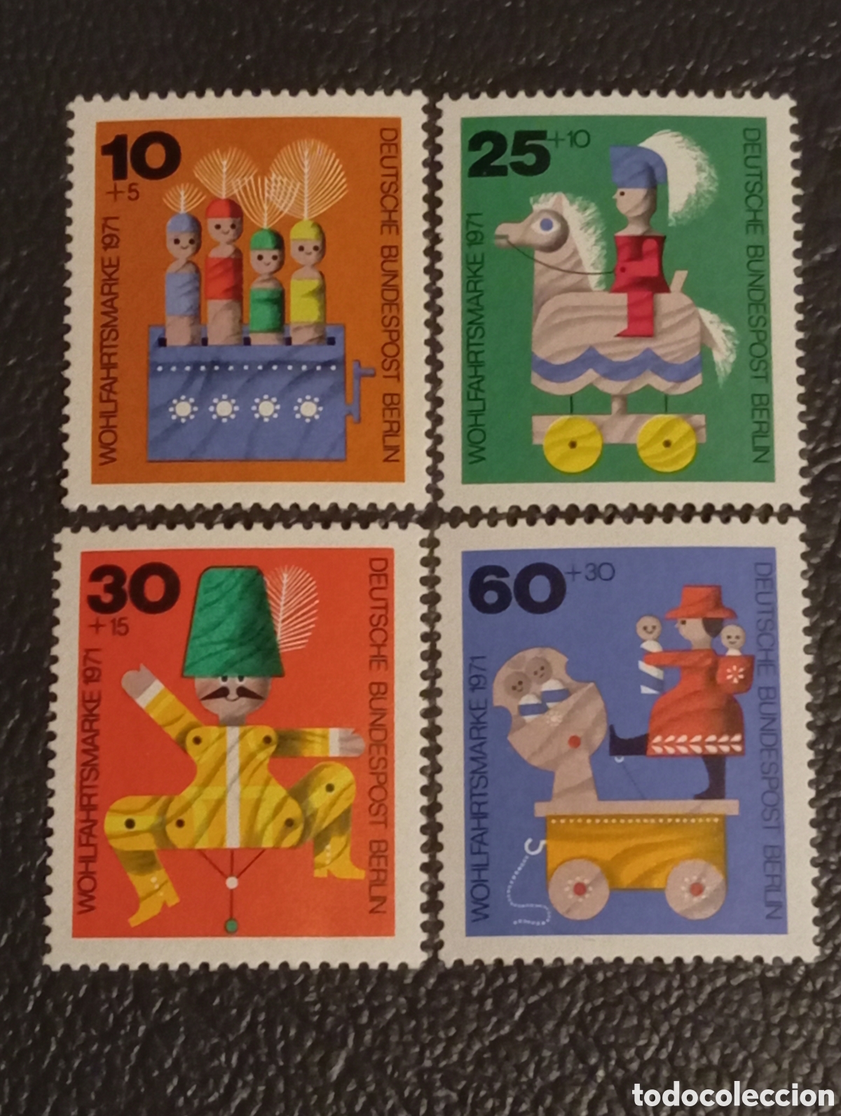 Sellos: JUGUETES. ALEMANIA FEDERAL N&ordm; YVERT 551/4*** A&Ntilde;O 1971. JUGUETES DE MADERA