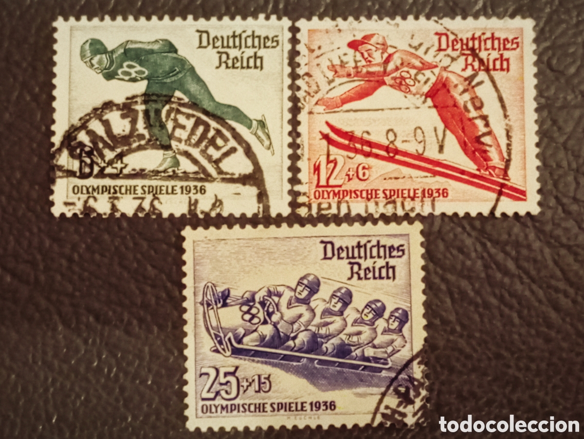 Sellos: Alemania 1935 - Serie Ol&iacute;mpica Invierno Usada - Michel 600-602