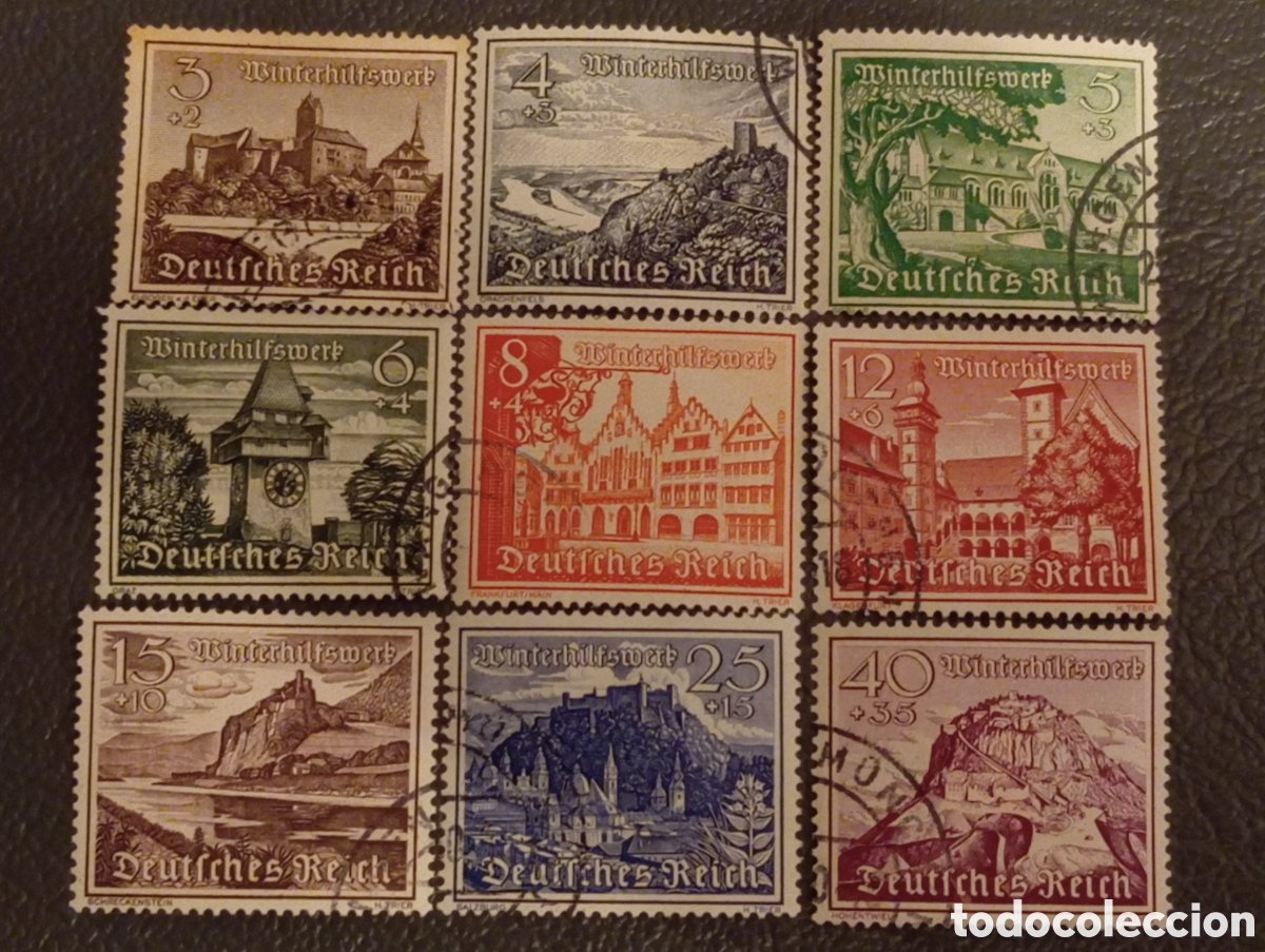 Sellos: Alemania 1939 - Serie Completa Winterhilfswerk (Edificios) - Michel 730/38 Usados