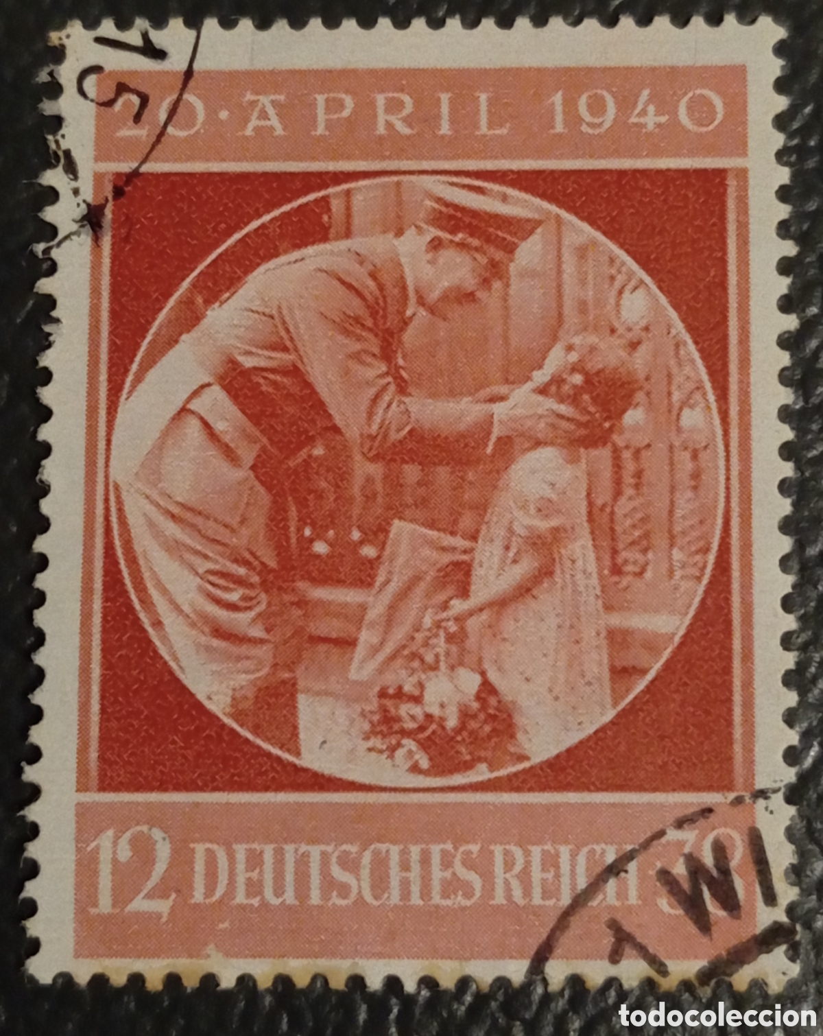 Sellos: Sello Alemania Tercer Reich 1940 Hitler Cumplea&ntilde;os Michel 744 Usado