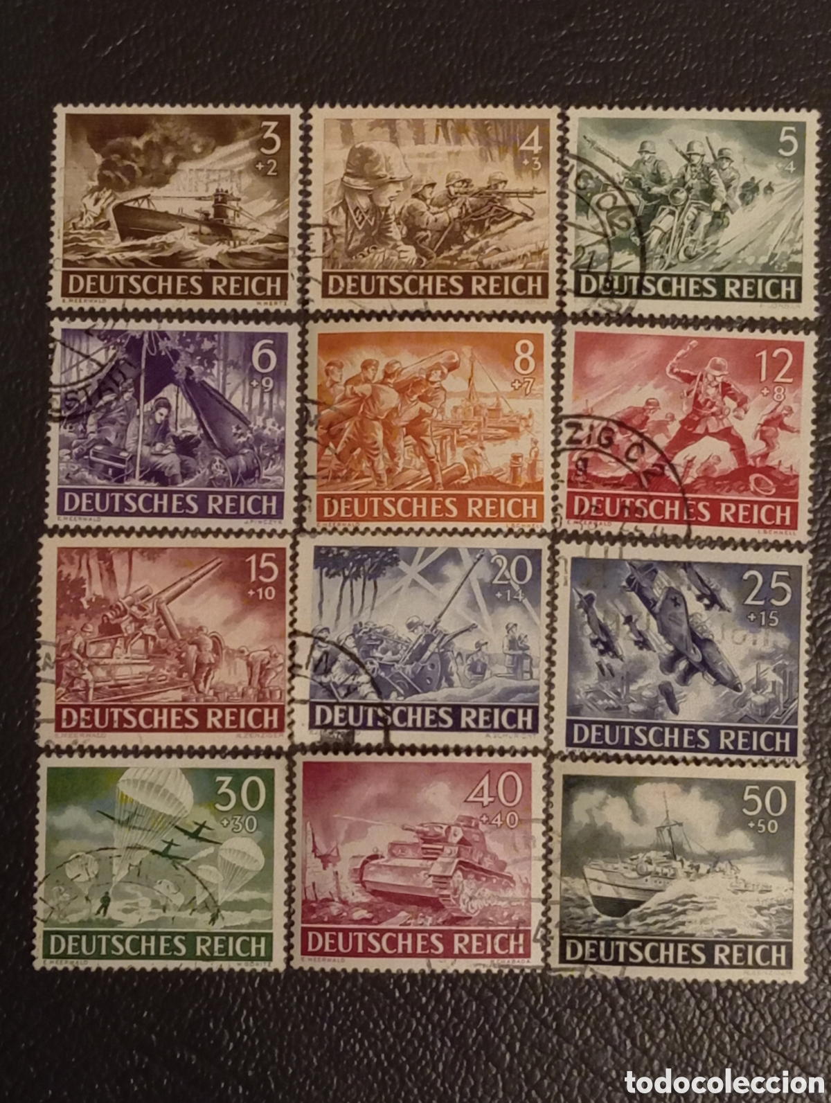 Sellos: Alemania 1943 - Serie Completa &rdquo;D&iacute;a de la Wehrmacht&rdquo; (Michel 831-842) - Usada