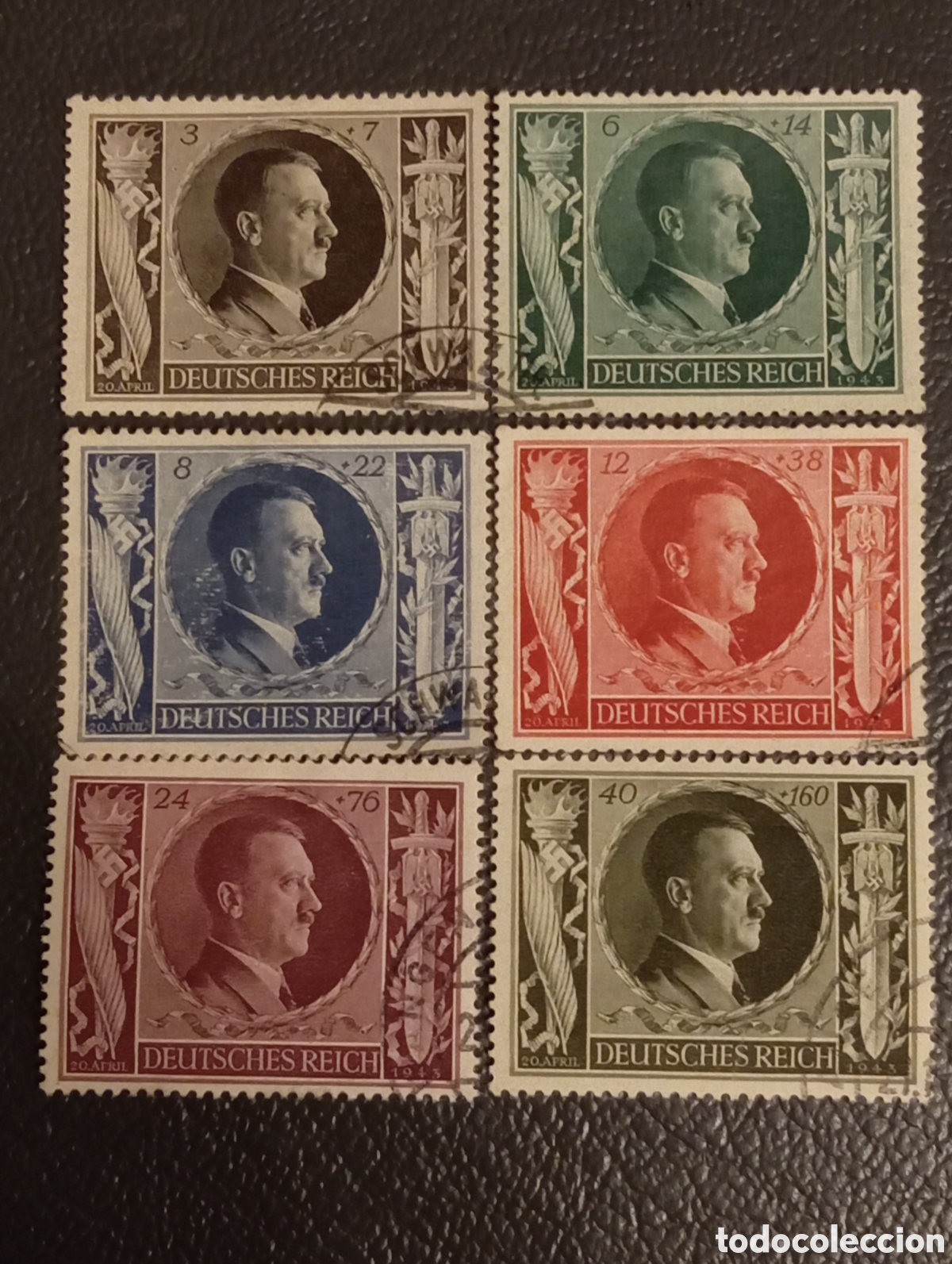 Sellos: Alemania 1943 - Serie Completa Hitler Michel 844/849 Usada