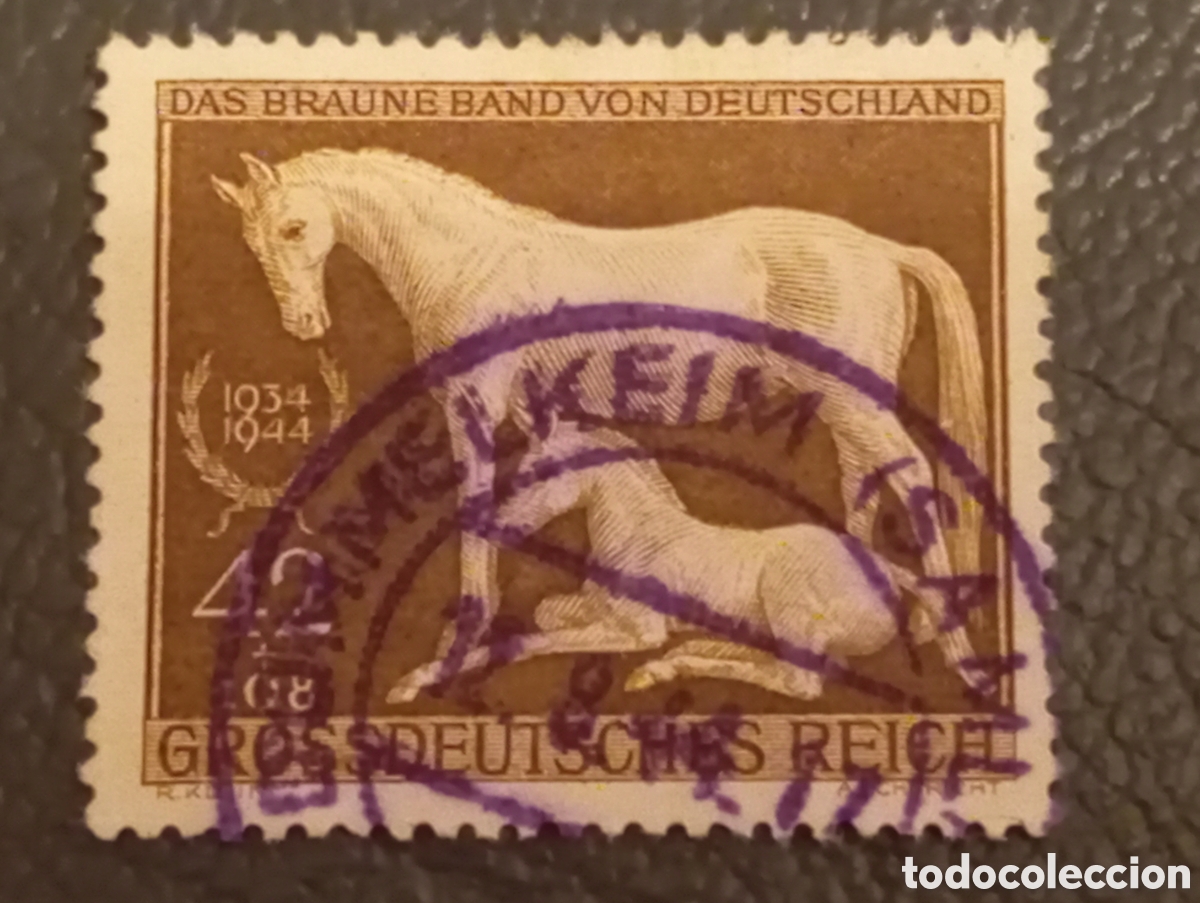 Sellos: Sello Alemania Tercer Reich 1944 - Michel 899 - Usado Matasellado Caballos