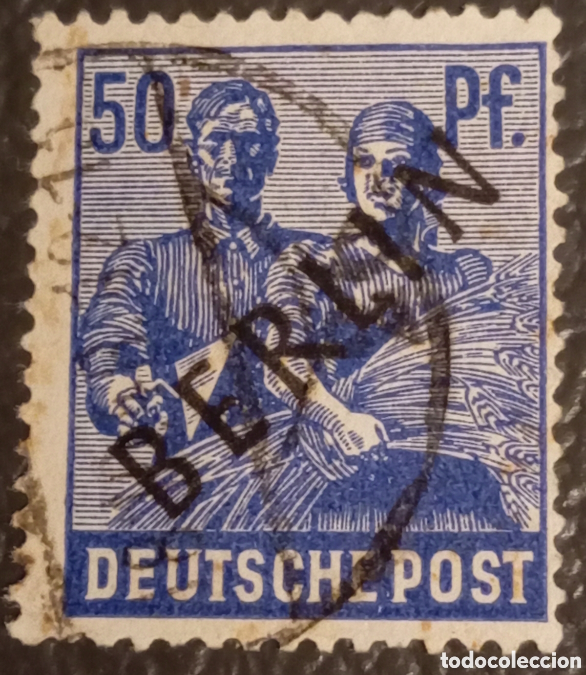 Sellos: Sello Berl&iacute;n 1948 Sobrecarga Negra 50pf Usado - Nr. Cat&aacute;logo Michel 13