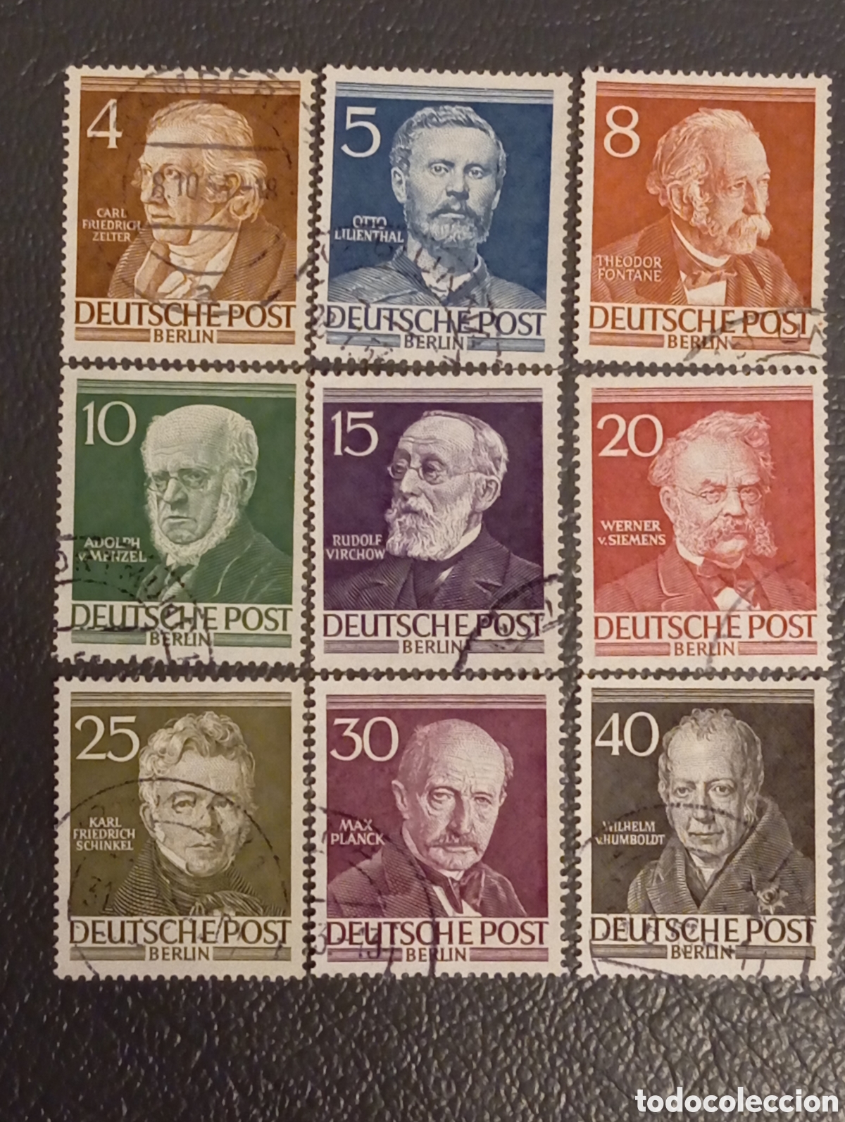Sellos: Berl&iacute;n Occidental 1952/53 - Hombres C&eacute;lebres, Lote 9 Valores Usados (Michel 113/122 / Yvert 77/86)