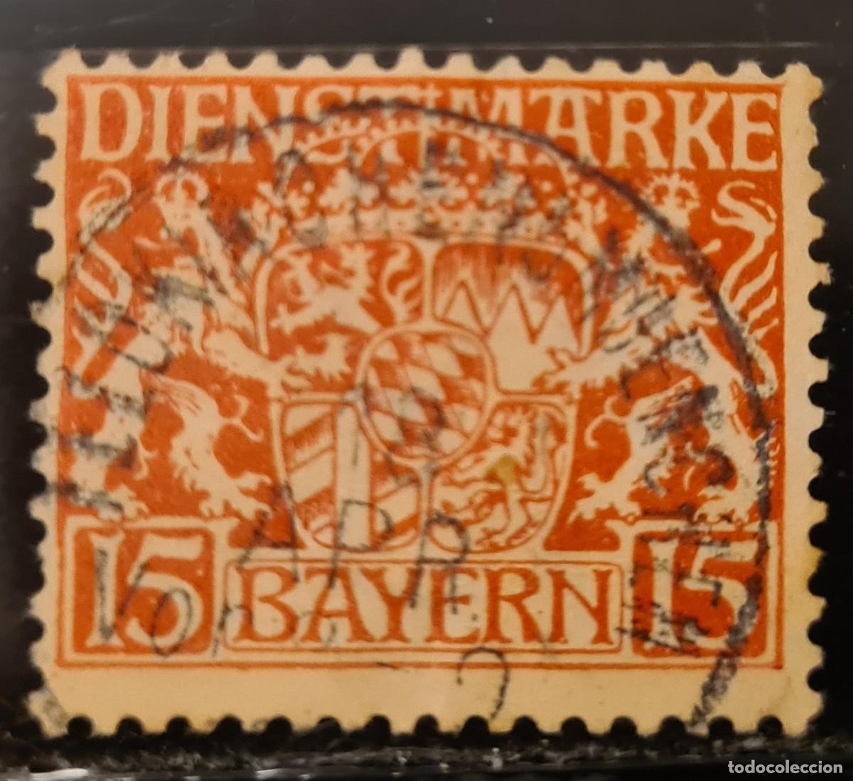 Sellos: Sello de servicio usado de Baviera 1916-18 - Foto 1