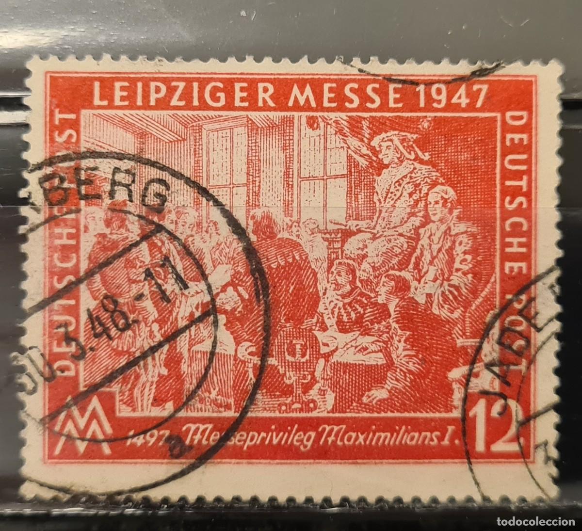Sellos: Sello usado de ocupaci&oacute;n de Alemania 1947: Foro de Primavera de Leipzig