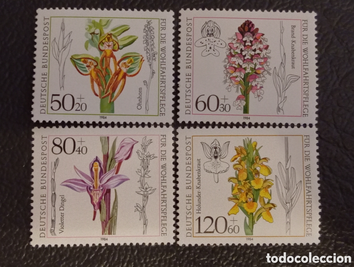 Sellos: Alemania RFA 1984 ** Serie Completa Bienestar Orqu&iacute;deas MNH MiNr 1225-1228