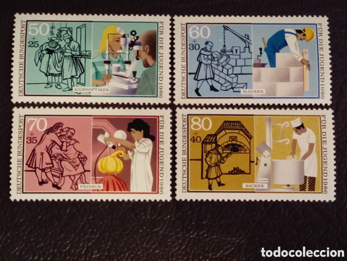 Sellos: Alemania Occidental 1986 Serie Completa Juventud Michel 1274/1277 MNH**