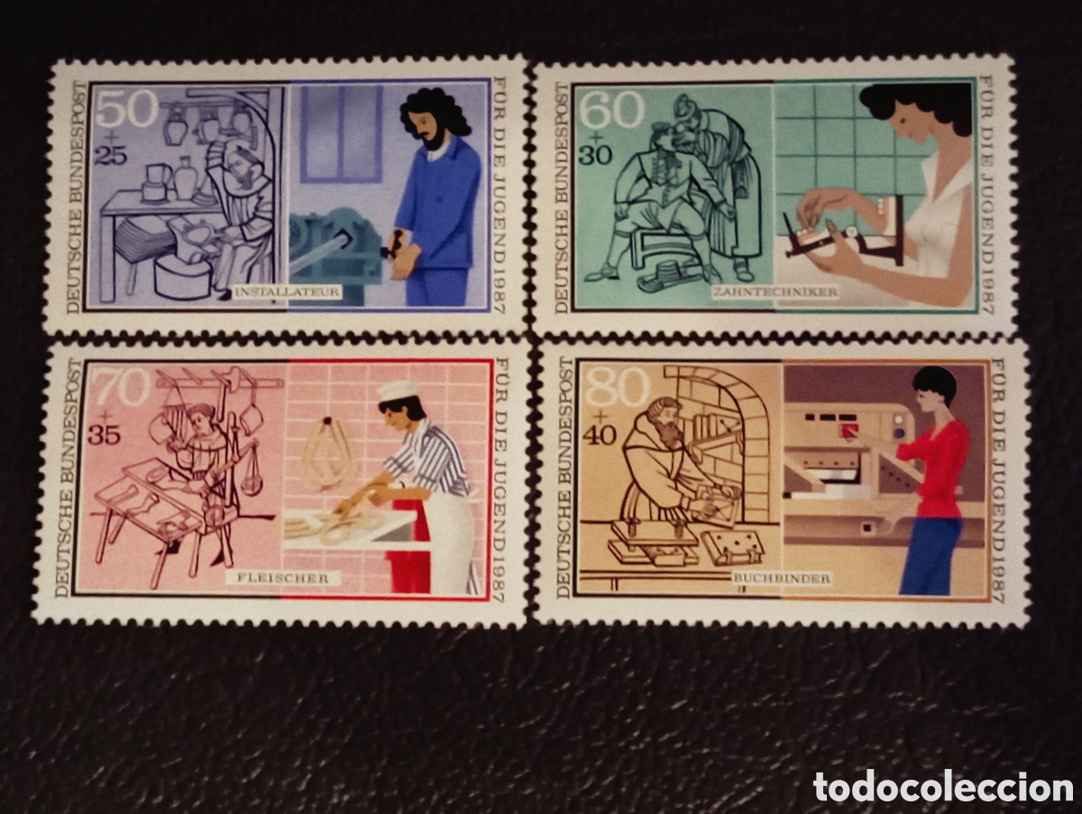 Sellos: Alemania Bund 1987 ** Mi. 1315/18 Serie Completa Juventud MNH