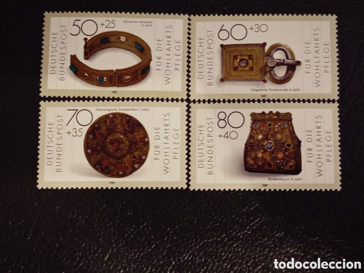 Sellos: Alemania 1987 Serie Completa Bienestar Oro y Plata Mi #1333-1336 MNH**
