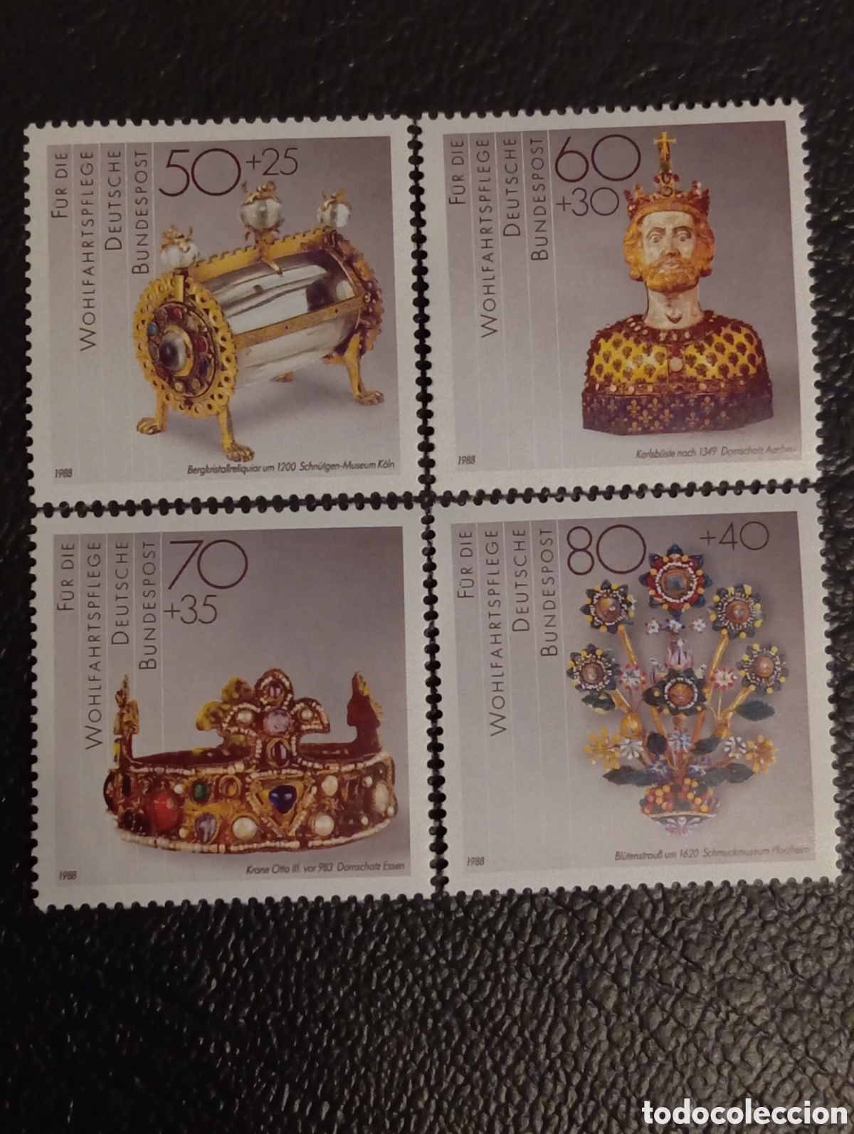 Sellos: ALEMANIA FEDERAL N&ordm; YVERT 1215/8*** A&Ntilde;O 1988. OBRAS DE ARTE DE ORFEBRERIA DE MUSEOS ALEMANES