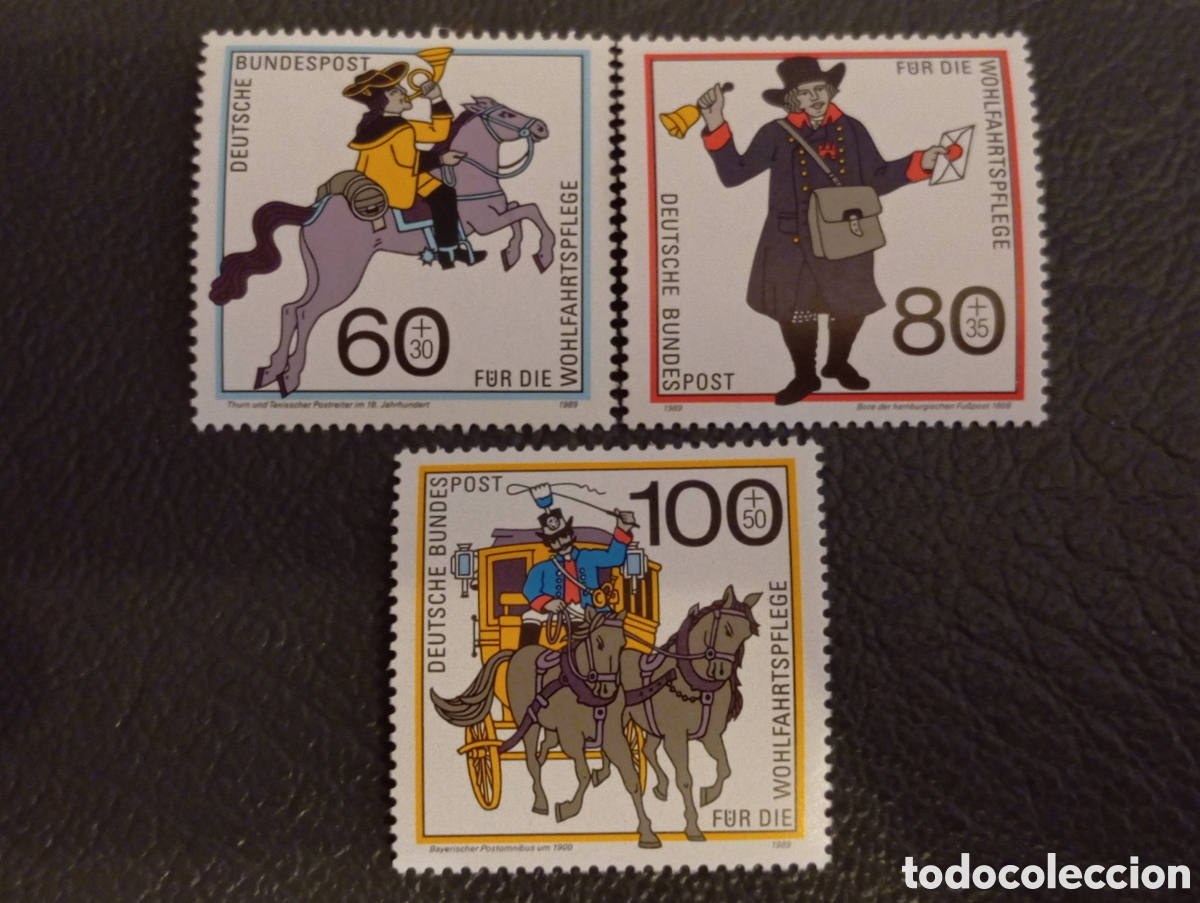 Sellos: Alemania RFA 1989 Serie Completa MNH Mi 1437-1439 Historia del Correo