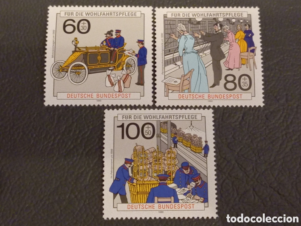 Sellos: ALEMANIA 1306/08** - A&Ntilde;O 1990 - HISTORIA DEL SERVICIO POSTAL Y TELECOMUNICACIONES