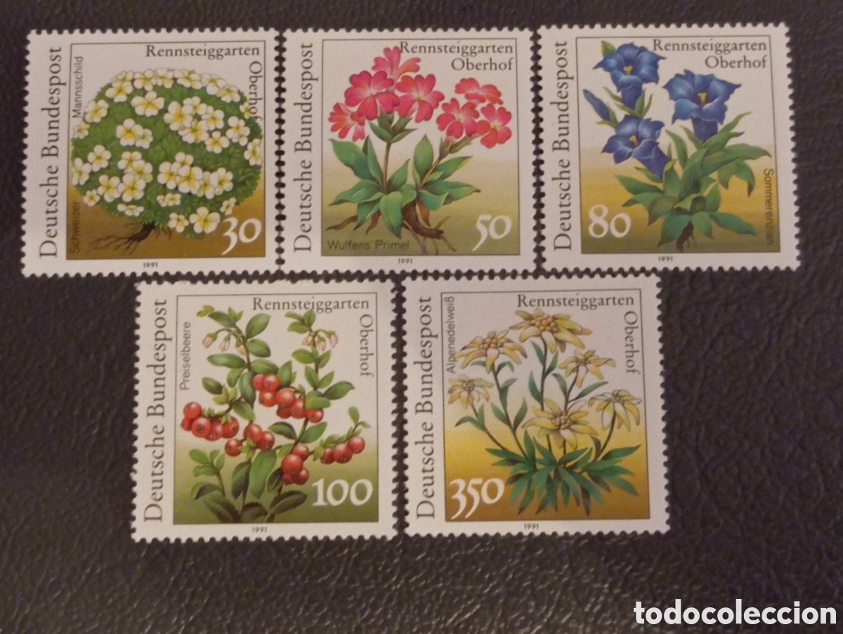 Sellos: Alemania 1991 Serie Completa Flores Michel 1505-1509 MNH**