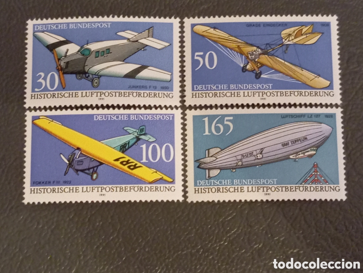 Sellos: Alemania 1991 Serie Completa Aviones MiNr. 1522-1525 MNH ✈️