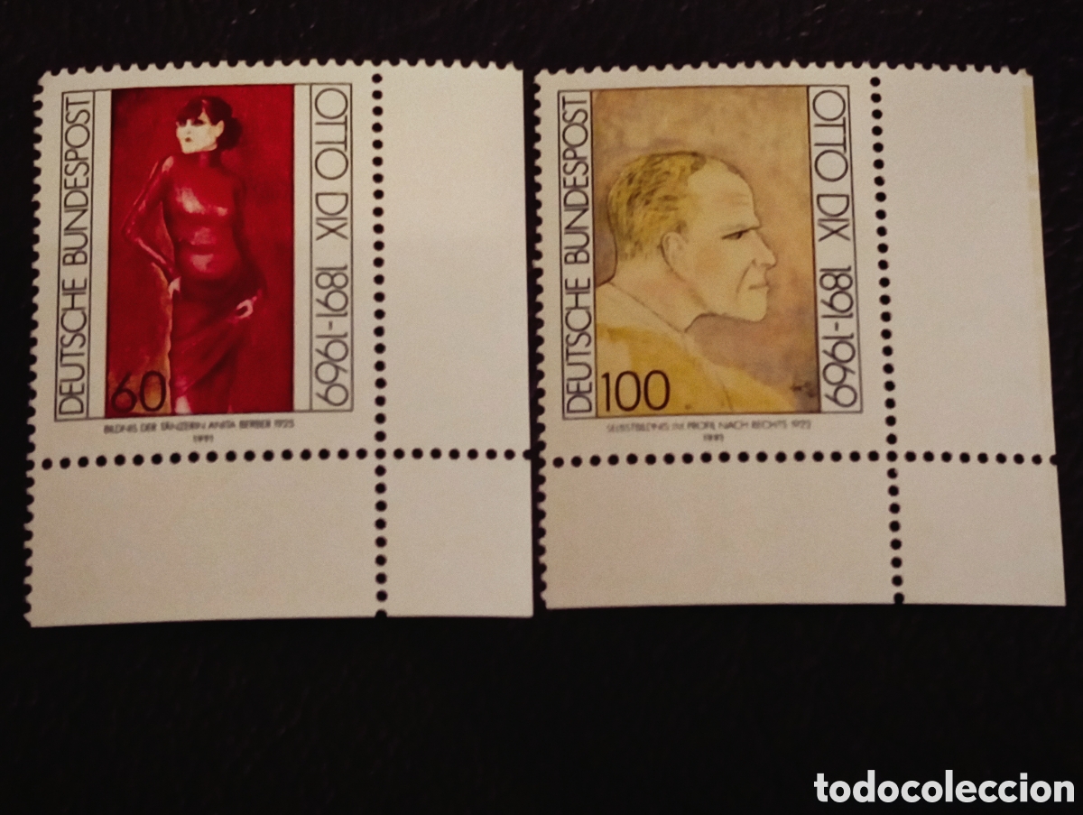 Sellos: Alemania Federal 1991 Centenario Otto Dix Cpl. Michel 1572/73 MNH