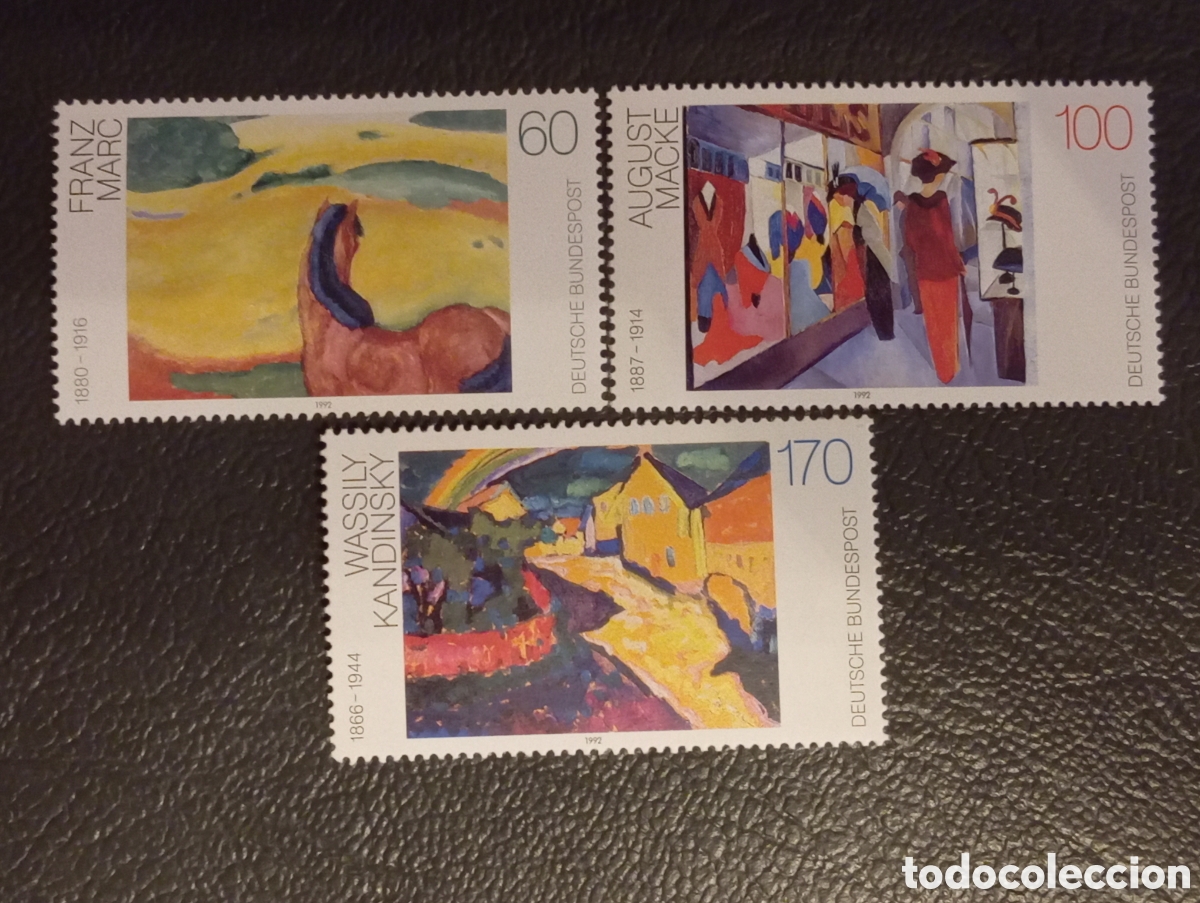 Sellos: ALEMANIA FEDERAL N&ordm; YVERT 1445/7*** A&Ntilde;O 1992. PINTURA ALEMANA DEL SIGLO XX, MARC, MACKE Y KANDINSKY