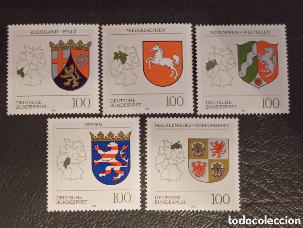 Sellos: Alemania 1993 Serie Completa Escudos MNH Michel 1660/1663 + Extra 1992 (MiNr 1589)**