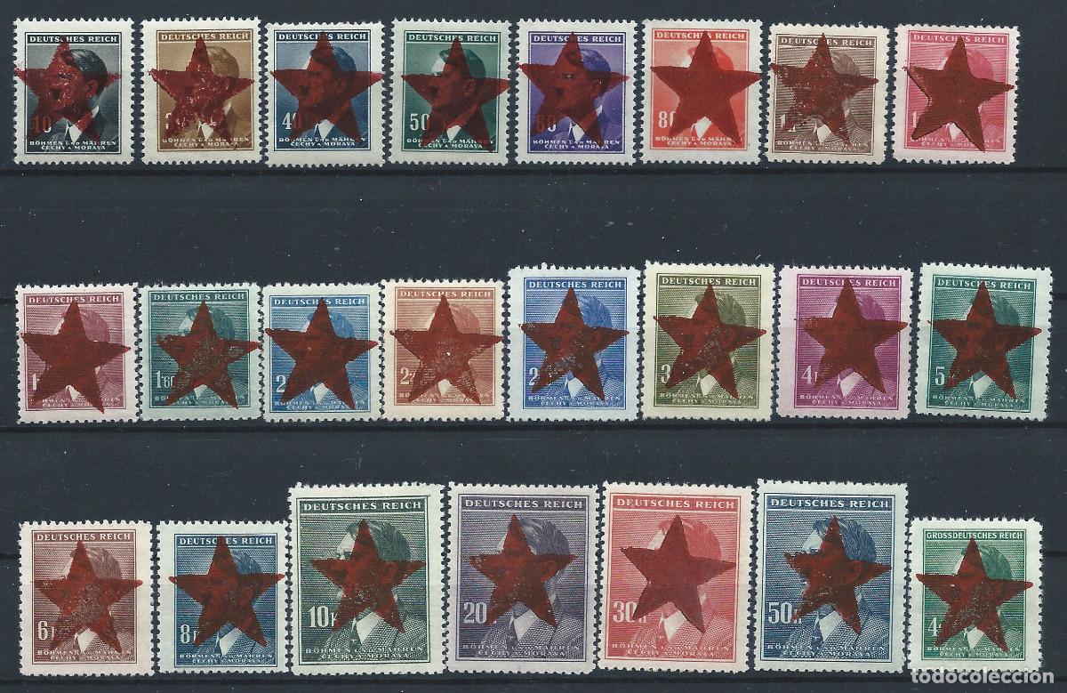 Sellos: Boh&egrave;me & Moravie N&deg;77/98A** (MNH) 1945 - Surcharg&eacute;s &eacute;toile rouge &rdquo;Lib&eacute;ration&rdquo;