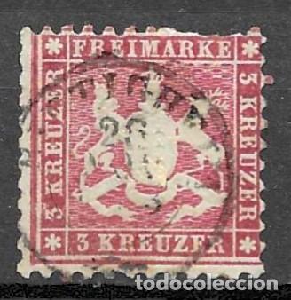 Sellos: ALEMANIA, WURTTEMBERG- 1863- USADO- ESCUDO