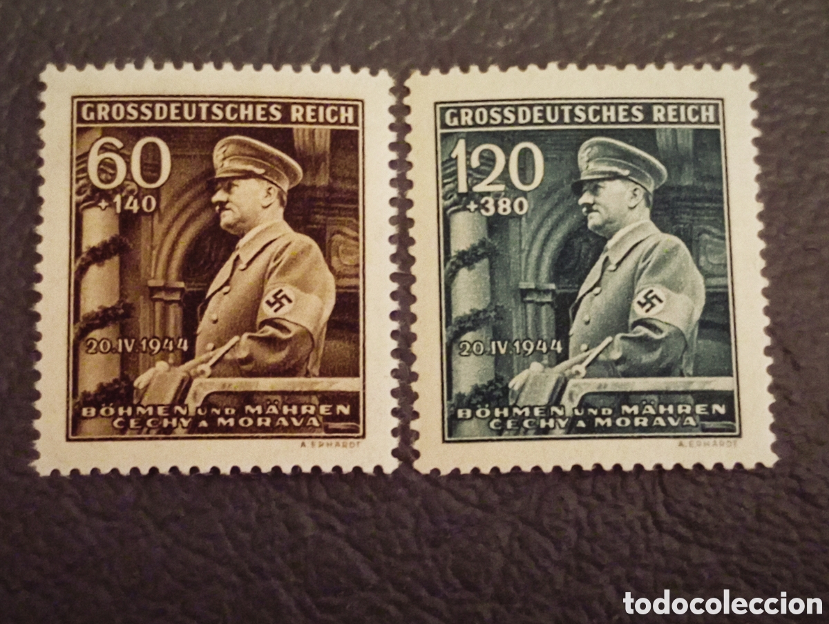 Selos: Bohemia y Moravia 1944 - Cumplea&ntilde;os Hitler - Serie Completa Michel 136-137 MNH
