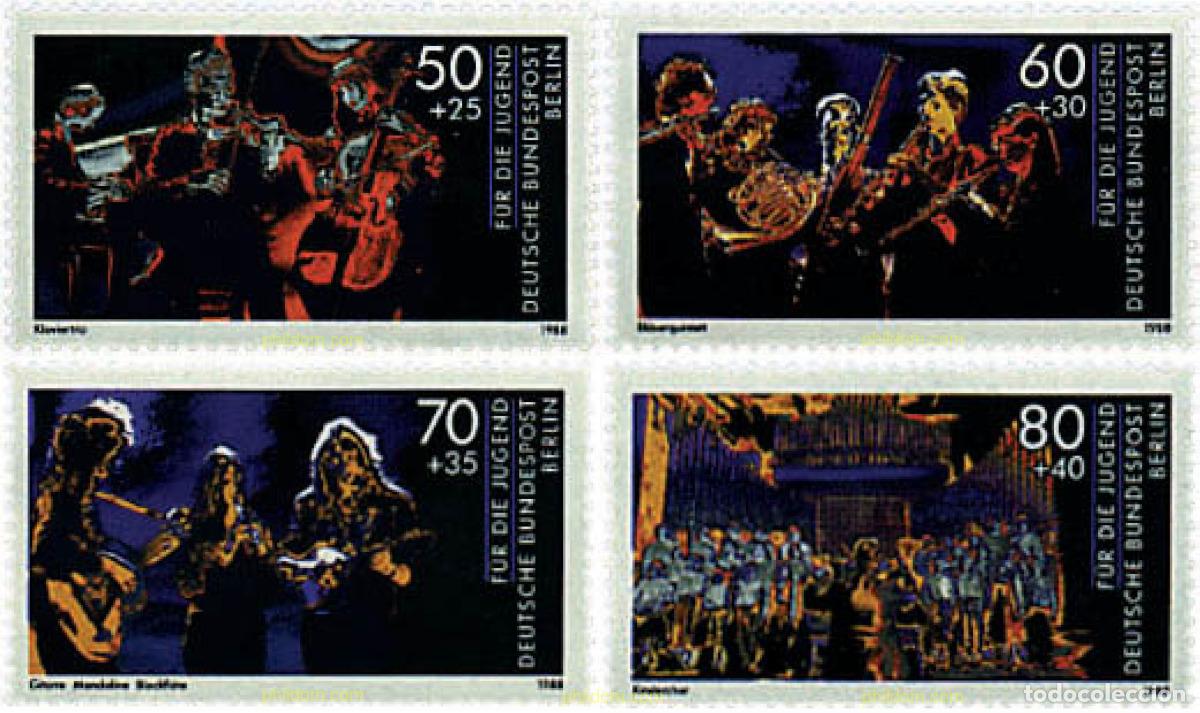 Sellos: 64830 MNH ALEMANIA. Berl&iacute;n 1988 PRO JUVENTUD. LA MUSICA Y LOS JOVENES