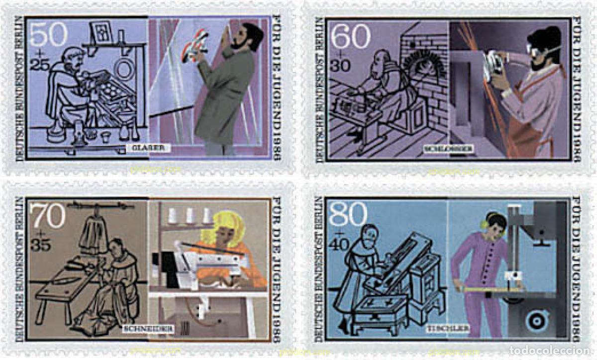 Sellos: 64823 MNH ALEMANIA. Berl&iacute;n 1986 PRO JUVENTUD. ARTESANADO DEL AYER Y HOY