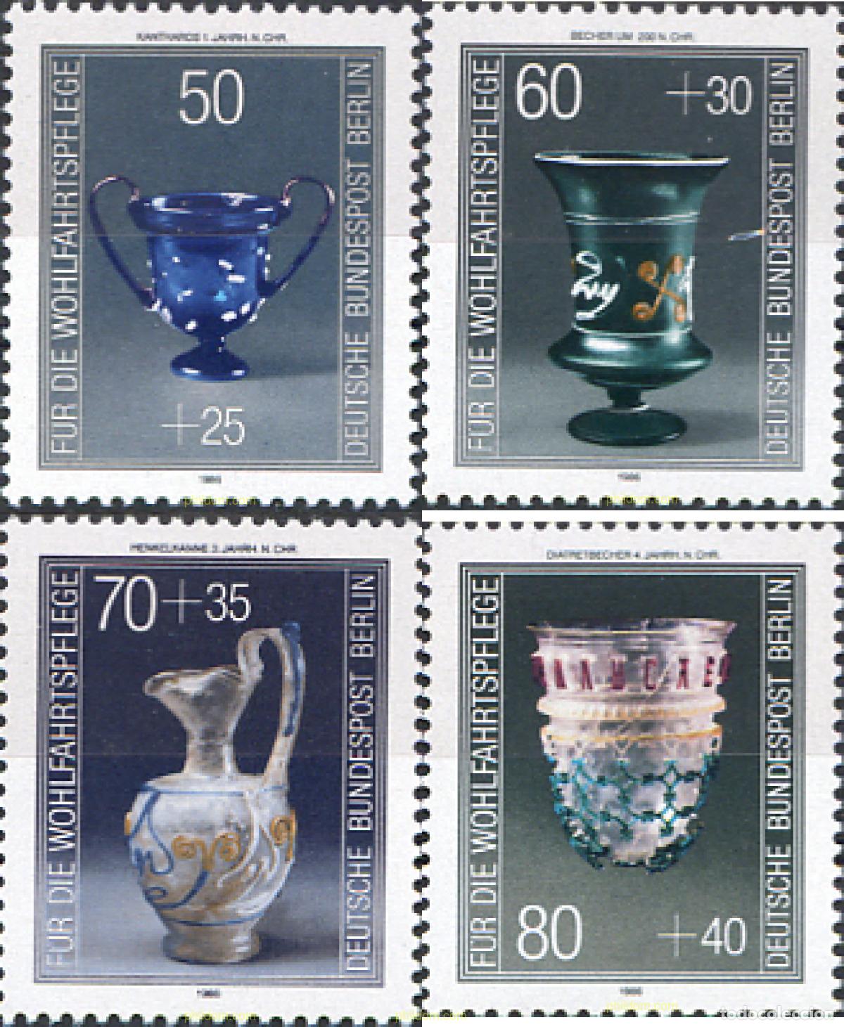 Sellos: 131696 MNH ALEMANIA. Berl&iacute;n 1986 CRISTALERIAS ANTIGUAS DEL MUSEO DE COLOGNE
