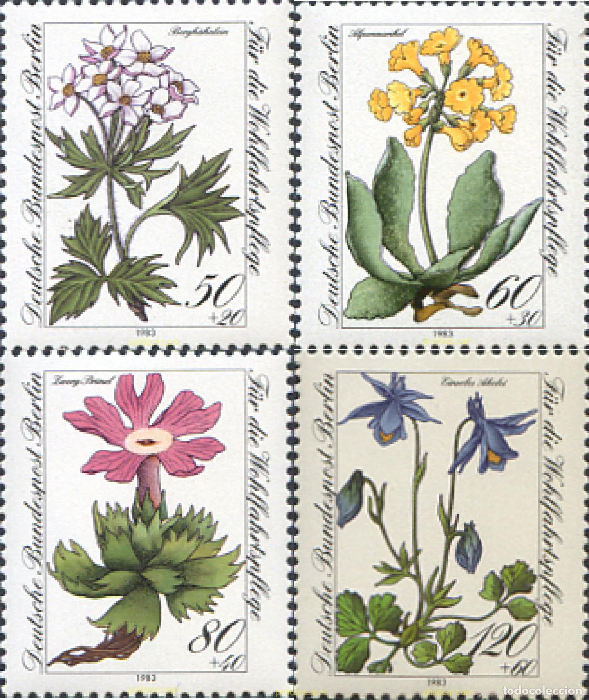 Sellos: 96441 MNH ALEMANIA. Berl&iacute;n 1983 FLORES PROTEGIDAS DE LOS ALPES