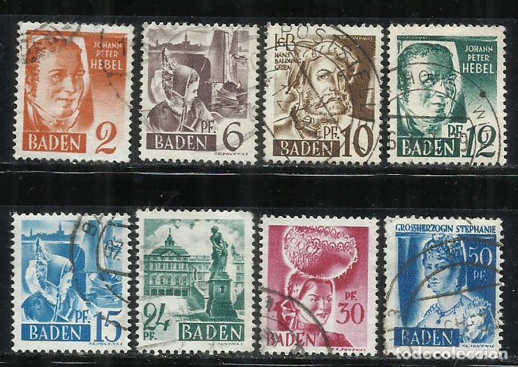 Briefmarken: 8014-SERIE COMPLETA 1948 BADEN 14/21 ALEMANIA OCUPACIONES ALIADAS ZONA FRANCESA, FOTO REAL.