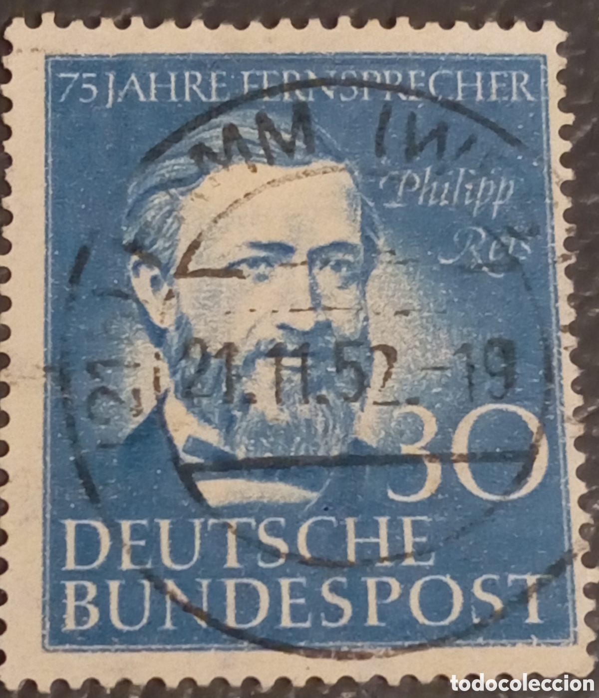 Sellos: Sello Alemania RFA 1952 - Philipp Reis (Michel 161 / Yvert 46) Usado