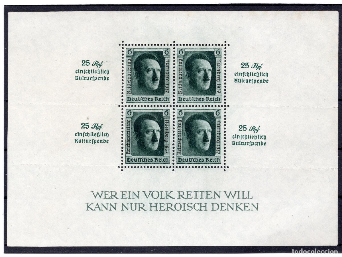 Sellos: ALEMANIA IMPERIO 1937 , MICHEL BL8