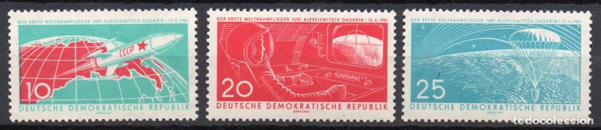 Timbres: ALEMANIA ORIENTAL DDR A&Ntilde;O 1961 YV 540/42*** IURI GAGARIN PRIMER COSMONAUTA SOVI&Eacute;TICO EN EL ESPACIO