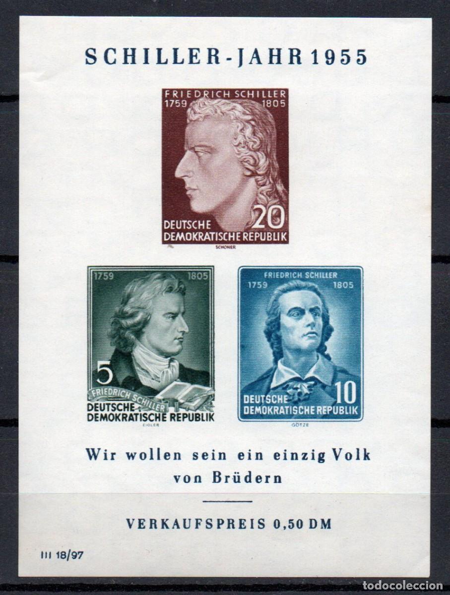 Selos: ALEMANIA ORIENTAL DDR A&Ntilde;O 1955 YV HB 6*** 150 ANIVERSARIO DE LA MUERTE DEL POETA SCHILLER PERSONAJES