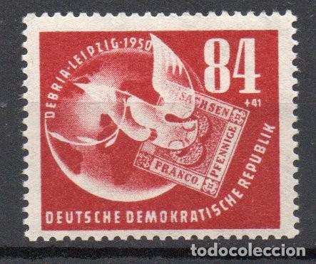Sellos: ALEMANIA ORIENTAL DDR A&Ntilde;O 1955 YV 14*** EXPOSICI&Oacute;N FILATELICA NACIONAL &rdquo;DEBRIA&rdquo; EN LEIPZIG