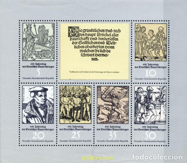 Sellos: 144727 MNH ALEMANIA DEMOCRATICA 1975 450 ANIVERSARIO DE LA REVOLUCION DE LOS CAMPSEINOS ALEMANES