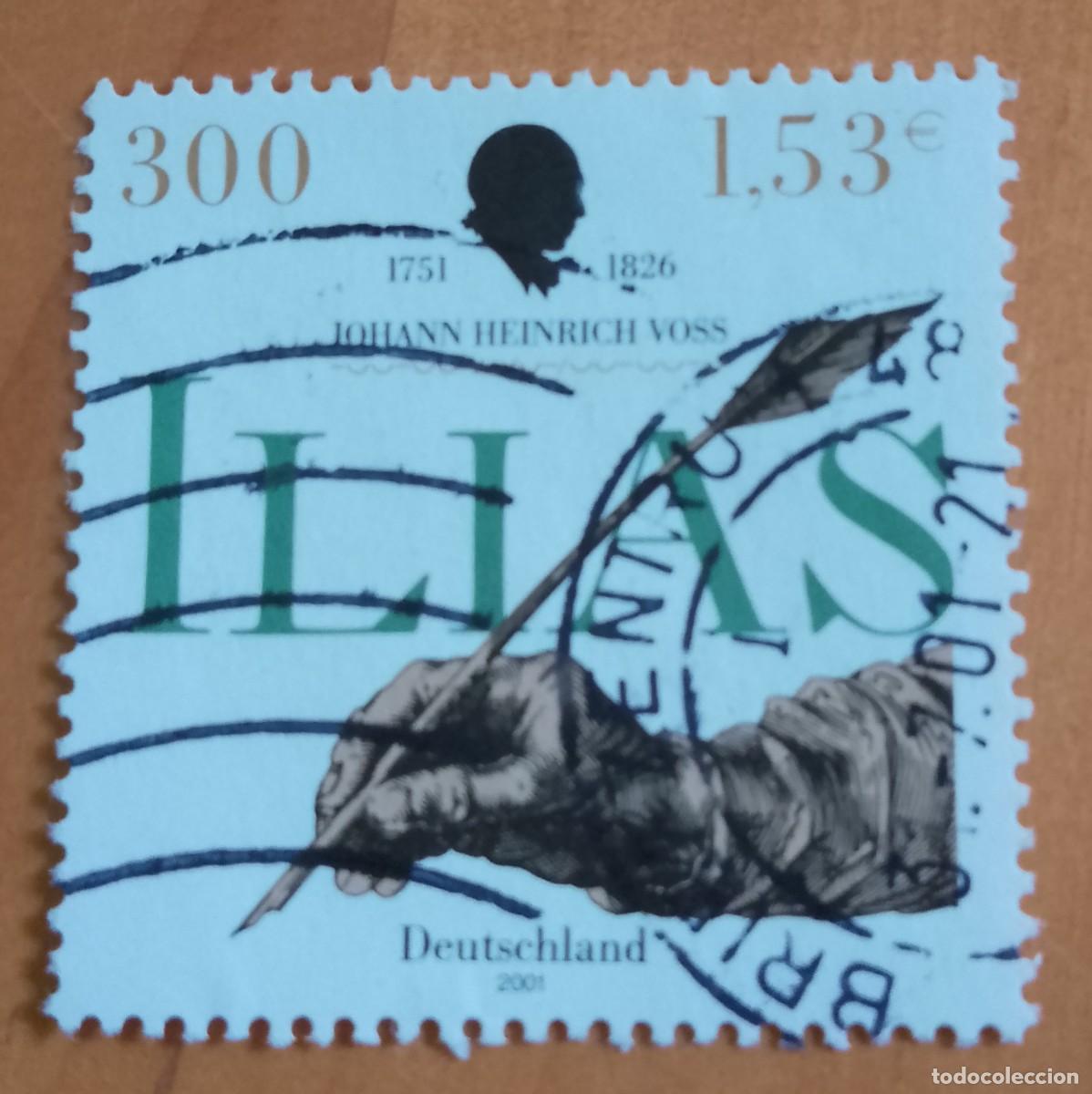Sellos: ALEMANIA - V/F 300, 1,53 EUROS - A&Ntilde;O 2001 - 1751-1825 - JOHANN HEINRICH VOSS SIEBOLD, POETA