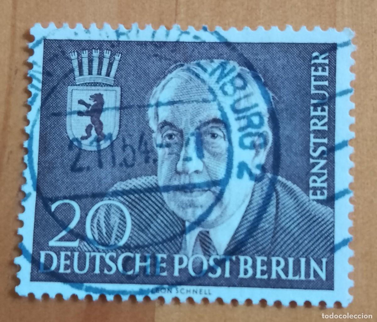 Sellos: ALEMANIA - V/F 20 - A&Ntilde;O 1954 - PROFESOR: ERNST REUTER 1889.1953 - YV 103