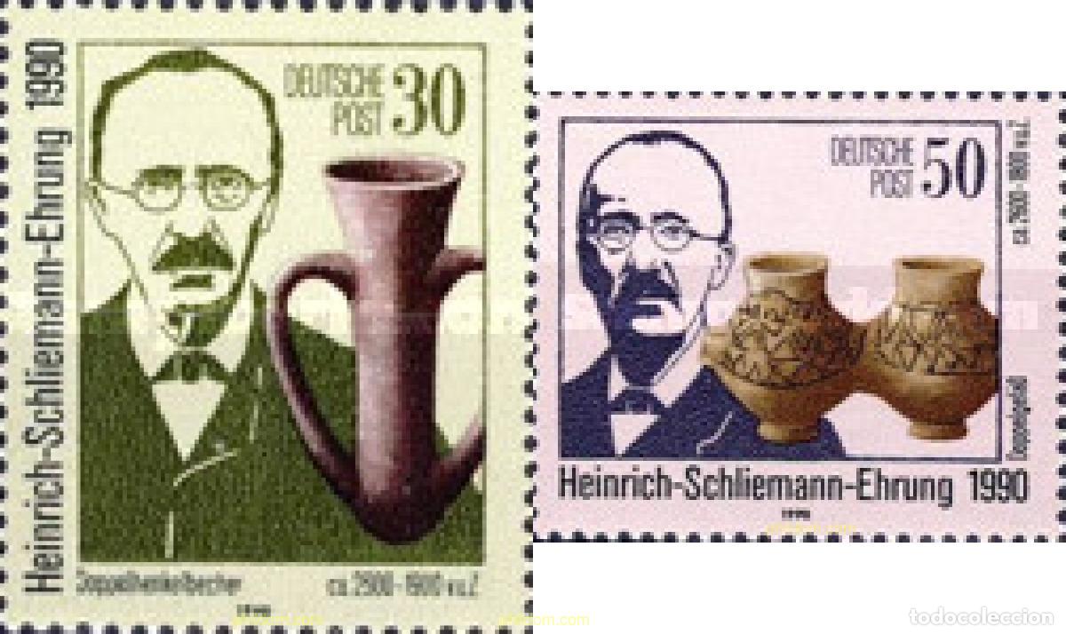 Sellos: 151014 MNH ALEMANIA DEMOCRATICA 1990 CENTENARIO DE LA MUERTE DEL ARQUEOLOGO HEINRICH SCHLIEMANN