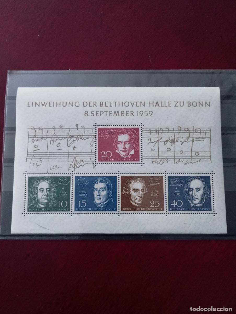Sellos: HOJA BLOQUE SELLOS REPUBLICA FEDERAL DE ALEMANIA A&Ntilde;O 1959 NUEVO