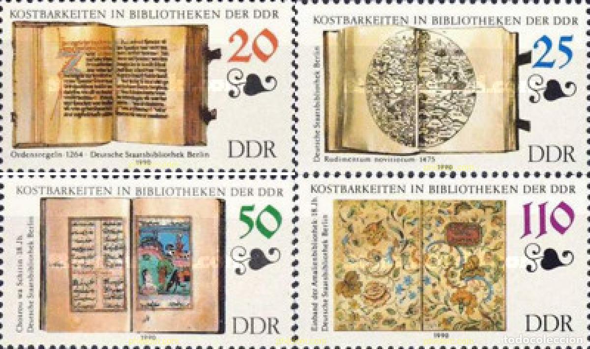 Sellos: 151010 MNH ALEMANIA DEMOCRATICA 1990 TESOROS DE LA BIBLIOTECA NACIONAL DE BERLIN