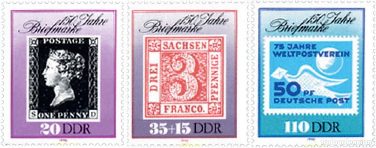 Sellos: 112621 MNH ALEMANIA DEMOCRATICA 1990 150 ANIVERSARIO DEL SELLO