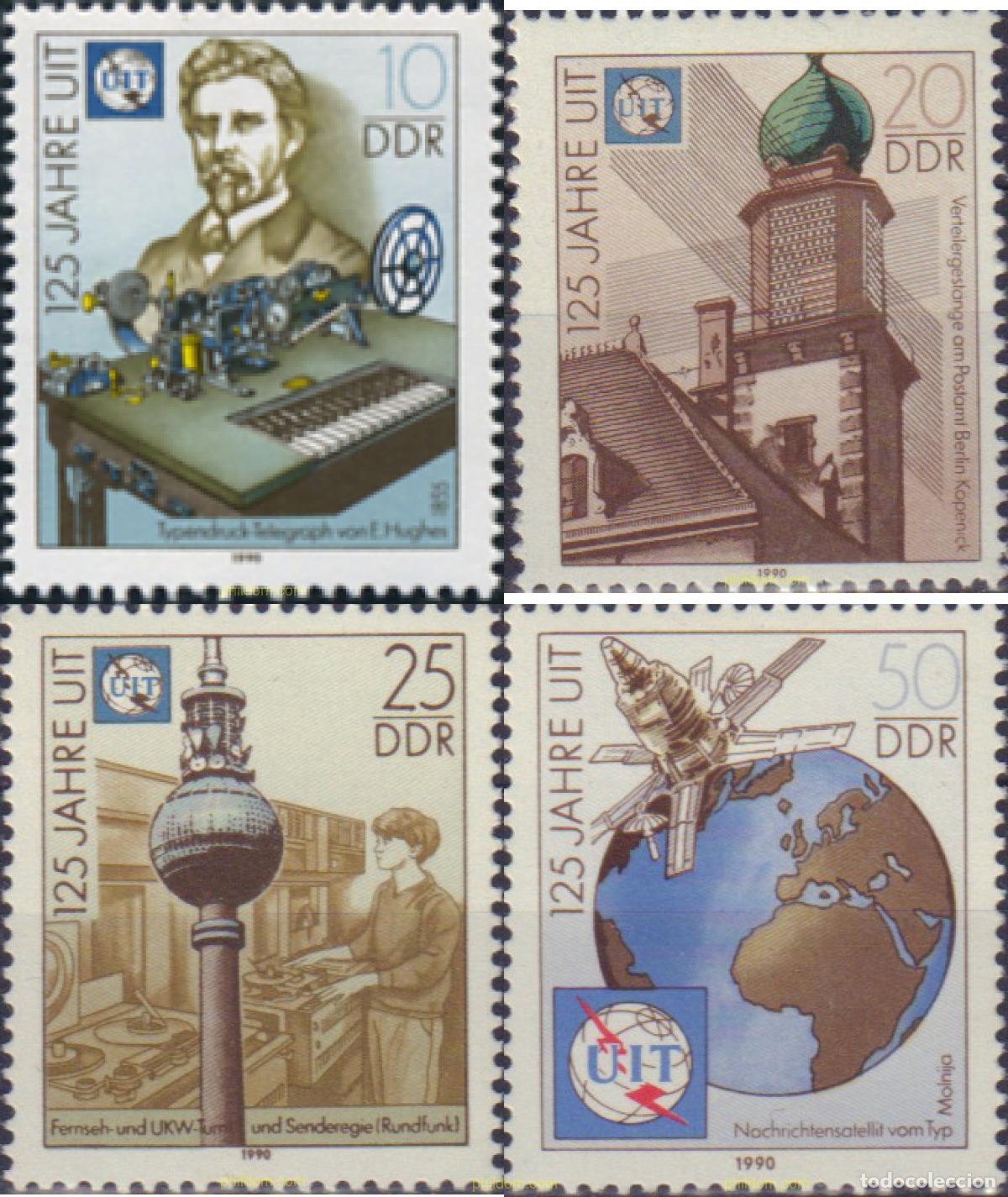 Sellos: 151008 MNH ALEMANIA DEMOCRATICA 1990 125 ANIVERSARIO DE LA UNION INTERNACIONAL DE LAS TELECOMUNICAC