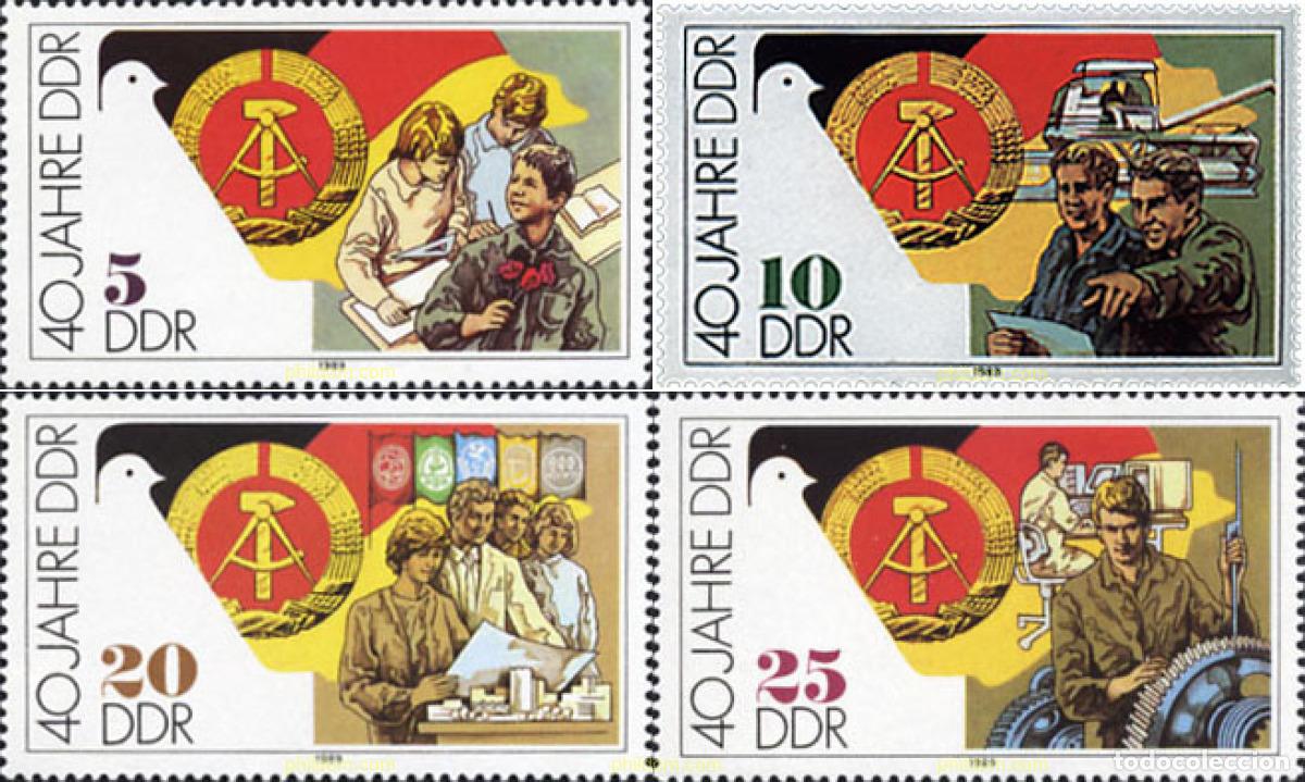 Sellos: 39894 MNH ALEMANIA DEMOCRATICA 1989 40 ANIVERSARIO DE LA REPUBLICA DEMOCRATICA