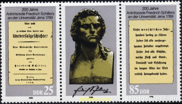 Sellos: 286433 MNH ALEMANIA DEMOCRATICA 1989 BICENTENARIO DEL DISCURSO INAUGURAL DE F. SCHILLER EN LA UNIVE