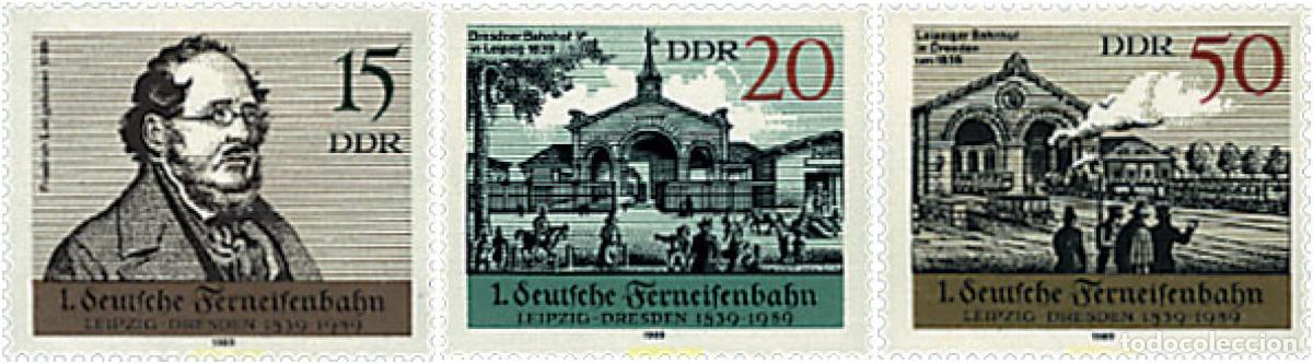 Sellos: 61123 MNH ALEMANIA DEMOCRATICA 1989 ANIVERSARIO DEL FERROCARRIL LEIPZIG-DRESDE