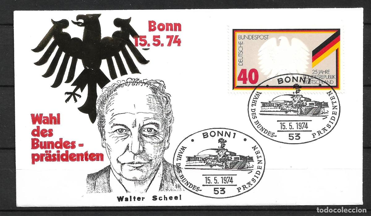 Sellos: alemania 1974 michel 807 sobre primer dia 4&euro; - 153/2